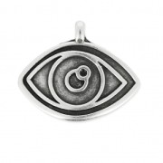 Breloque oeil porte-bonheur 15.5 mm Placage Argent fin vieilli x1|raw }}