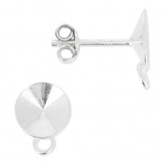 Clous d'oreille 1 anneau porte-cabochon PureCrystal 1122  8 mm Argent 925 x2