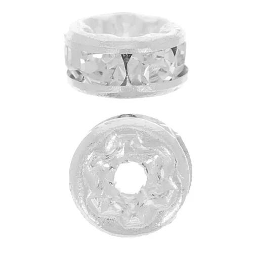 Rondelles Strass 5 mm argenté/Crystal  x4