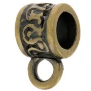 Tube métal attache breloques 7x6 mm bronze x4