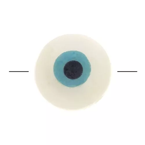 Perle oeil - Evil eye - en Nacre 10 mm Naturel - Turquoise x1