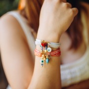 Perle oeil - Evil eye - en Nacre 10 mm Naturel - Turquoise x1