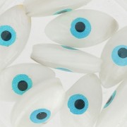 Perle oeil - Evil eye - en Nacre 15 mm Naturel/Bleu x1