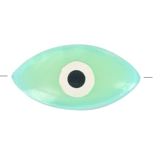 Perle oeil - Evil eye - en Nacre 15 mm Vert d'eau x1