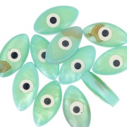 Perle oeil - Evil eye - en Nacre 15 mm Vert d'eau x1