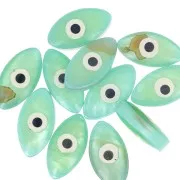 Perle oeil - Evil eye - en Nacre 15 mm Vert d'eau x1