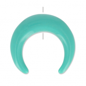 Perle en résine forme demi-lune ou corne 30 mm Turquoise x1