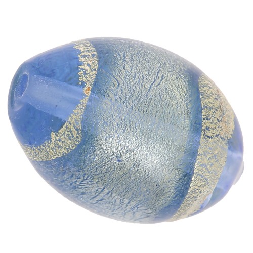 Olive Murano Light Sapphire cerclée d'or 14x10 mm x1