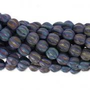 Perles en verre Melon Bead 6mm Blue Iris Mat x15
