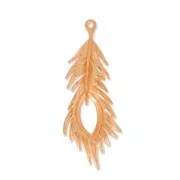Pendentif plume de paon 71 mm doré rose x1