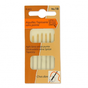 Aiguilles tapisserie chas doré sans pointe bout rond Mediac n°18 x6