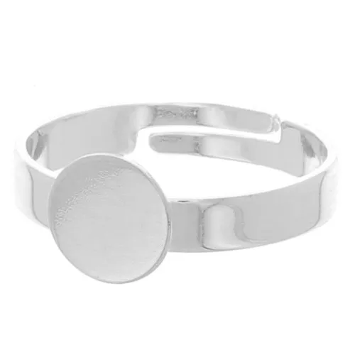 Bague réglable avec plateau 7 mm - Argenté x1
