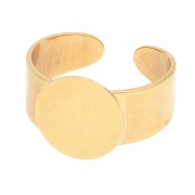 Bague plateau réglable pour cabochon fond plat 12mm - Doré à l'or fin x1