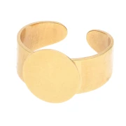 Bague plateau réglable pour cabochon fond plat 12mm - Doré à l'or fin x1