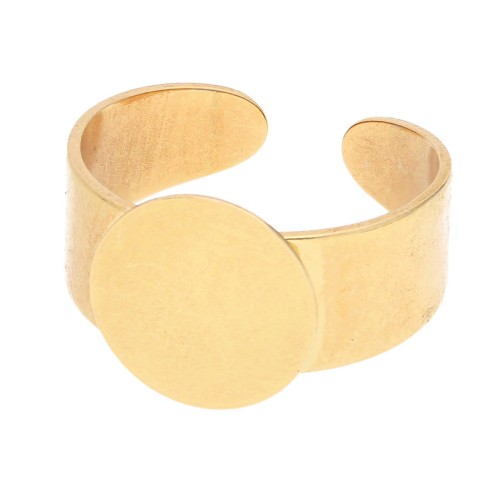 Bague plateau réglable pour cabochon fond plat 12mm - Doré à l'or fin x1
