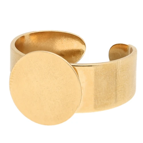 Bague plateau réglable pour cabochon fond plat 12mm - Doré à l'or fin x1