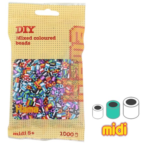 Assortiment de perles à repasser Hama MIDI 5 mm Multi Rayé (n°90) x1000