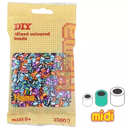 Assortiment de perles à repasser Hama MIDI 5 mm Multi Rayé (n°90) x1000