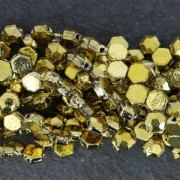 Perles en verre tchèque Honeycomb Jewel 6 mm Crystal Full Dorado x20