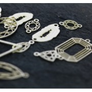 Intercalaire style cabochon facetté 2 anneaux 24 mm en Argent 925  x1