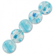 Rondes Millefiori 12 mm Crystal fleurs Aquamarine x4|raw }}