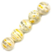 Rondes Millefiori 10 mm Crystal fleurs Jaune x5