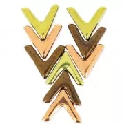 Perles en verre avec 3 trous forme V AVA® Bead 10x4 mm Op Beige Cr Look x10