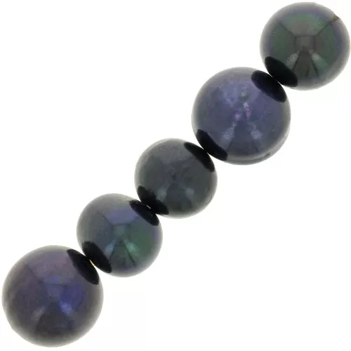 Lot De 10 Perles D'eau Douce Irisé Noir - Boules 6-8mm, Pour Création Bijoux, Neuf