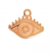Breloque en métal oeil porte-bonheur 12 mm doré rose x1
