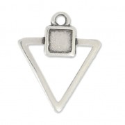 Breloque en métal triangle 18 mm Placage Argent fin vieilli x1