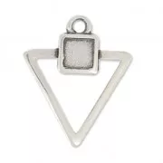 Breloque en métal triangle 18 mm Placage Argent fin vieilli x1