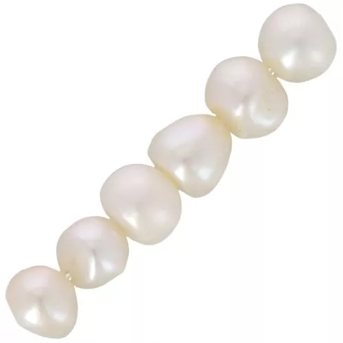 Perles d'eau douce Rondes aplaties 6x4 mm Blanc x20