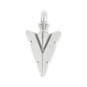 Pendentif tête de flèche ethnique 28 mm Placage Argent fin vieilli x1|raw }}