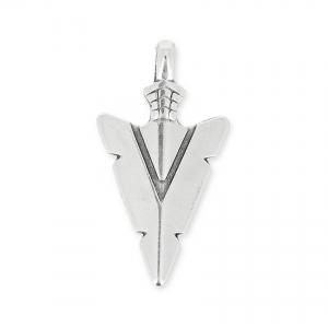 Pendentif tête de flèche ethnique 28 mm Placage Argent fin vieilli x1