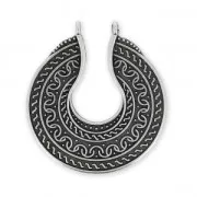 Pendentif intercalaire 2 anneaux demi-lune ethnique 39 mm Placage Argent fin vieilli