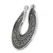 Pendentif intercalaire 2 anneaux demi-lune ethnique 39 mm Placage Argent fin vieilli