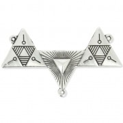 Pendentif intercalaire 3 anneaux triangles ethniques 28 mm Placage Argent fin vieilli|raw }}