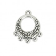 Pendentif chandelier rond 16 mm avec 5 anneaux - Placage Argent fin vieilli x1|raw }}
