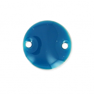 Intercalaires en métal ronds 2 trous résine époxy 10 mm Bleu Pétrole x5