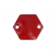 Intercalaires en métal hexagone 2 trous résine époxy 11.5 mm - Rouge foncé x8