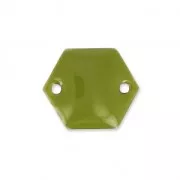 Intercalaires en métal hexagone 2 trous résine époxy 11.5 mm Olive x8