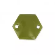Intercalaires en métal hexagone 2 trous résine époxy 11.5 mm Kaki x8