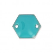 Intercalaires en métal hexagone 2 trous résine époxy 11.5 mm G.Turquoise x8|raw }}