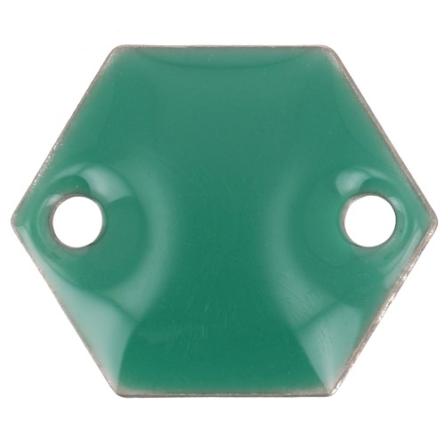 Intercalaires en métal hexagone 2 trous résine époxy 11.5 mm - Vert emeraude x8
