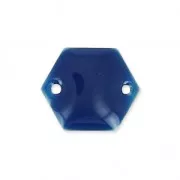 Intercalaires en métal hexagone 2 trous résine époxy 11.5 mm Bleu Nuit x8