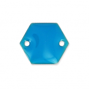 Intercalaires en métal hexagone 2 trous résine époxy 11.5 mm Bleu x8