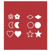 12 embouts pour pyrograveur - Formes coeur/étoile/demie-lune/losange/rond/fleur