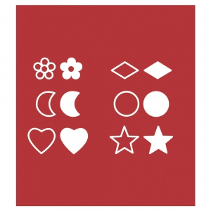 12 embouts pour pyrograveur - Formes coeur/étoile/demie-lune/losange/rond/fleur