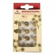 12 embouts pour pyrograveur - Formes coeur/étoile/demie-lune/losange/rond/fleur