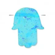 Main de Fatma percée de part en part 14 mm imitation Opale Turquoise